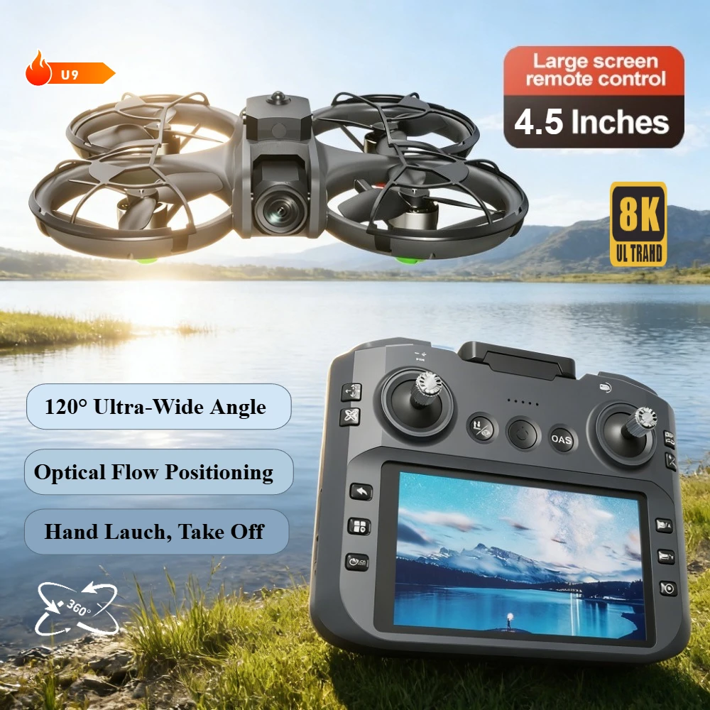 New U9 Aerial Drone 4.5-inch Large Screen RC 8K HD Electronic Adjustment Camera Hand Launch Intelligent Photography Aircraft