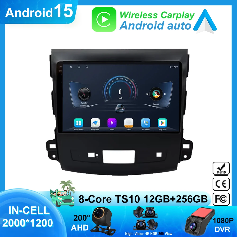 

Android15 Радио для coche для Mitsubishi Outlander xl 2 2005-2011 Автоматический Cireless Carplay Навигация GPS Репродуктор Головное устройство