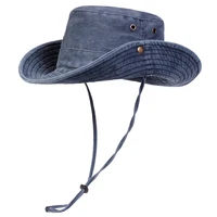 Men Big Eaved Washed Bucket Hats Fishermen Caps Outdoor Casual Cap Men Sunscreen Hat 5