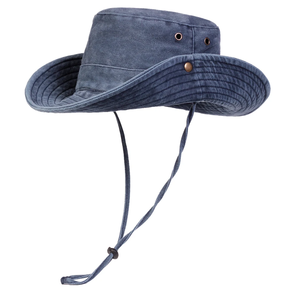 Men Big Eaved Washed Bucket Hats Fishermen Caps Outdoor Casual Cap Men Sunscreen Hat, image 5