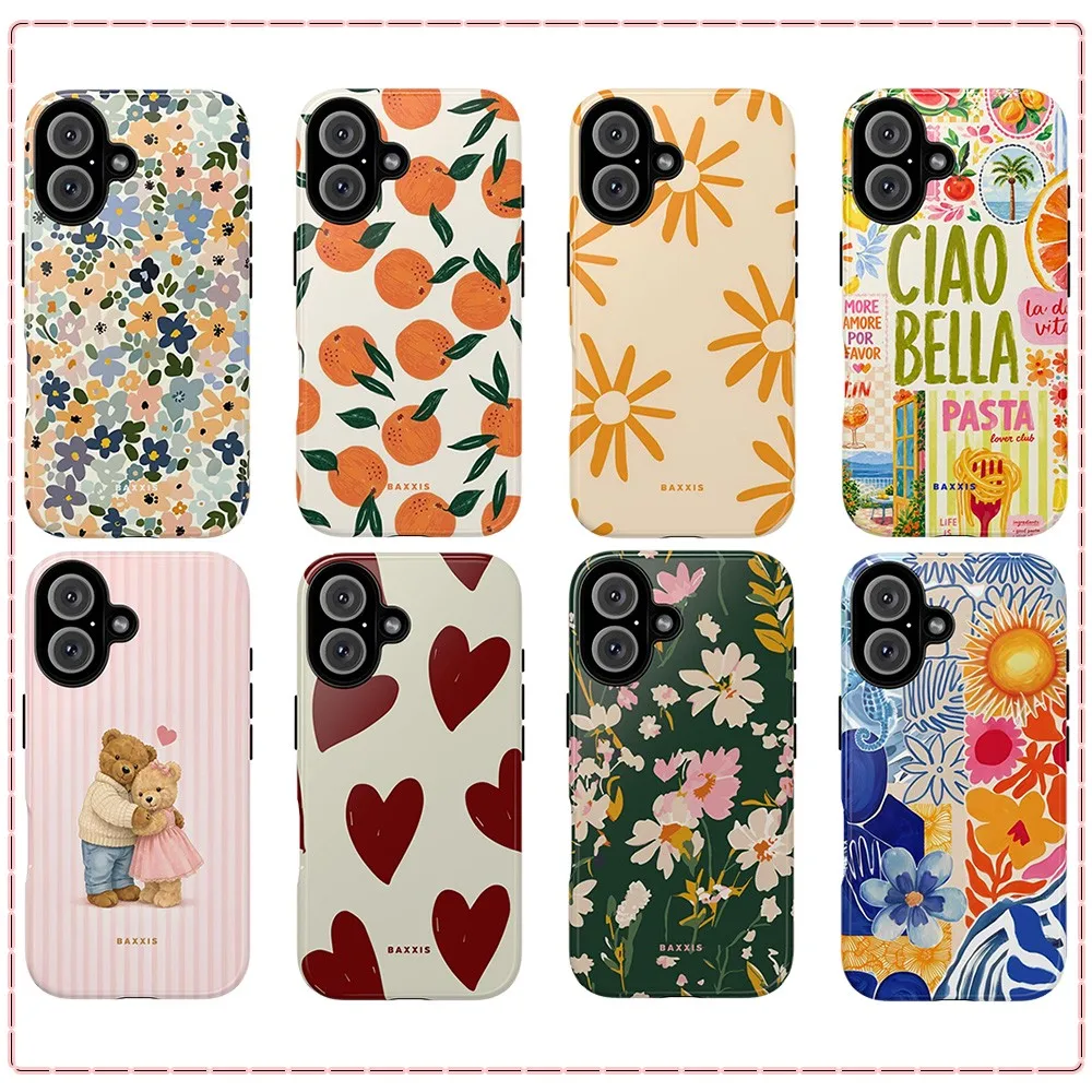 Baxxis Orange Fruit Phone Case for Samsung Galaxy S20 S23 S24 S25 S26 FE Plus Ultra Edge 4G 5G Luxury Double-layer Cover