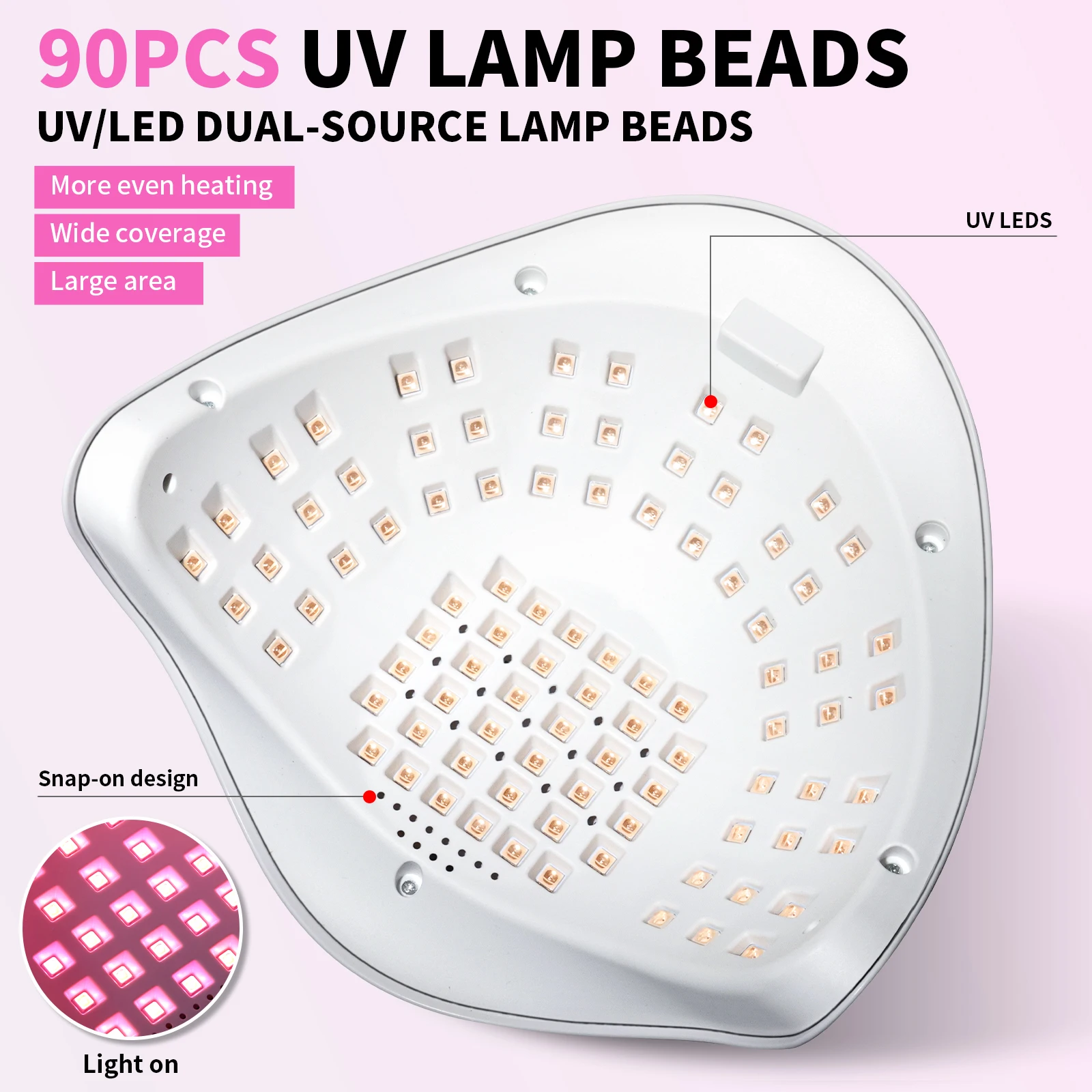 الأشعة فوق البنفسجية LED مسمار مجفف 90 قطعة الأشعة فوق البنفسجية مصباح الخرز مسمار مصباح مع الموقت الاستشعار التلقائي لجميع معدات الأظافر هلام البولندية المهنية #2