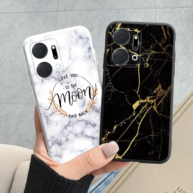 Case For Honor X7a Back Cover Protective Silicone Funda Fashion Marble Stone Texture Coque For HonorX7a 6.75 X8b X7b X7c X7d X8c