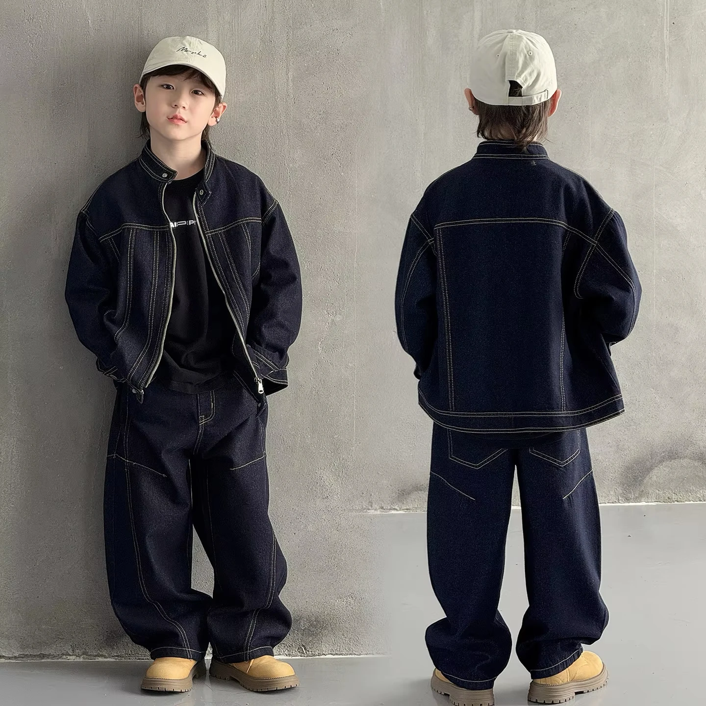 Boys Autumn Casual Vintage Jeans and Jacket 2 Pcs Set for Kids Classic Denim Clothing Suit Child Cowboy Spring Tracksuit Clothes