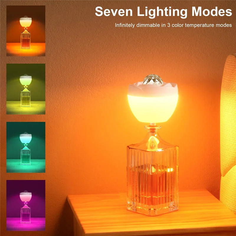 

LICE-Wireless Bottle Lamp, LED Bottle Light With Projection Function, Wine Bottle Lamp With 3 Color Temperature & RGB Light