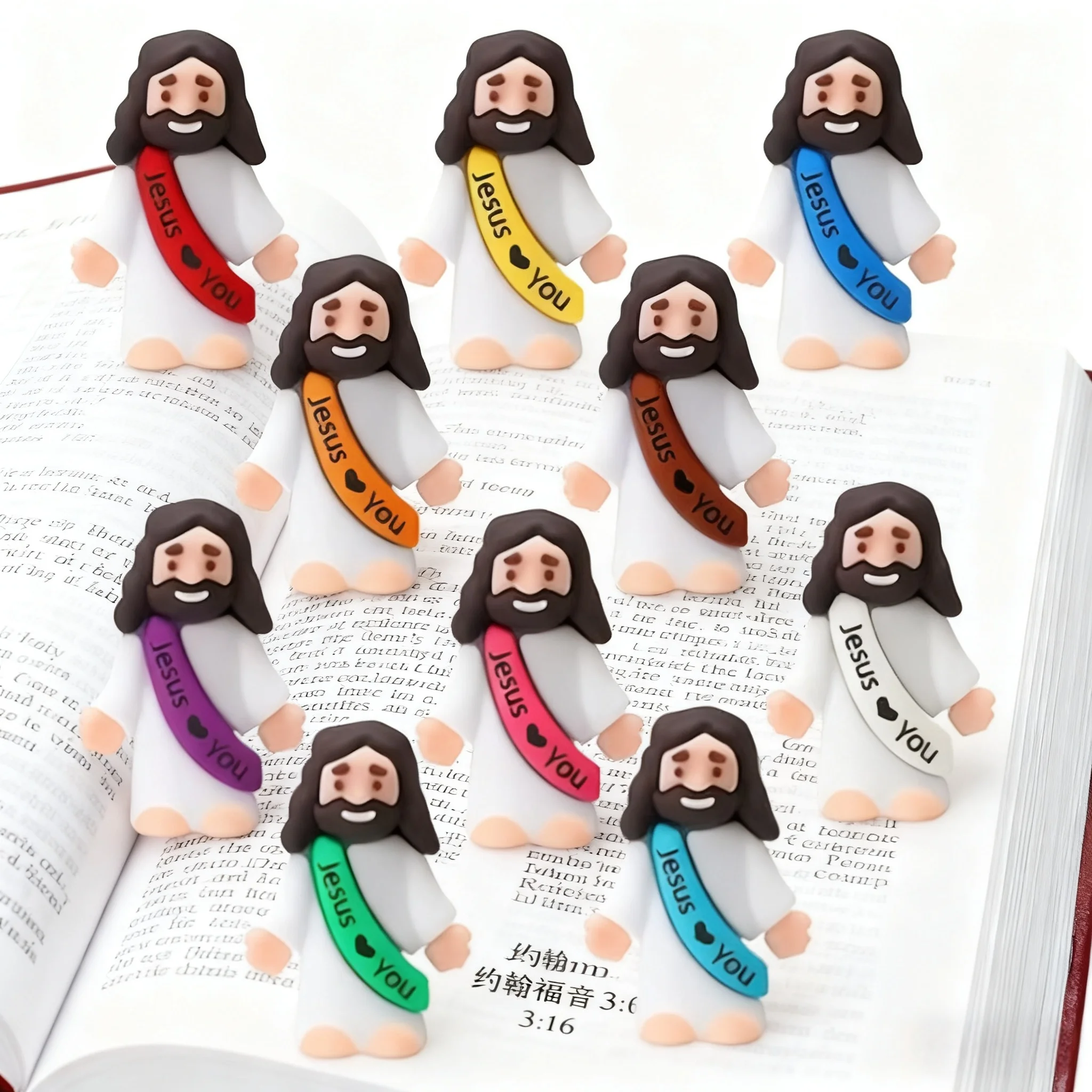 10/60 stks Mini Jezus Decoraties Cartoon Standbeeld Set voor Vakantie Party Scene Decor Feestelijke Kamer Beeldjes Kerst Pasen Geschenken - afbeelding 2