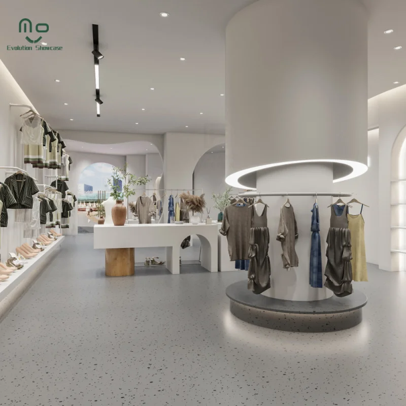 Custom.Metal التجزئة متجر لبيع الملابس رف شاشة جدار خشبي خزانة عرض الملابس رفوف النساء فستان ملابس الرجال البدلة Gar