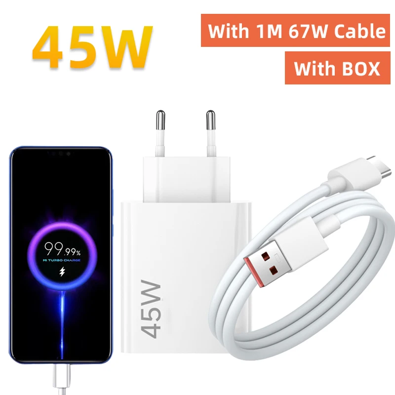 

Для турбозарядного устройства XIAOMI 45 Вт, адаптер питания типа A для Poco X7 M7 Pro Plus X5 X3 F3 M2 Pad 5 6 Redmi Note 15 14 13 10t 9