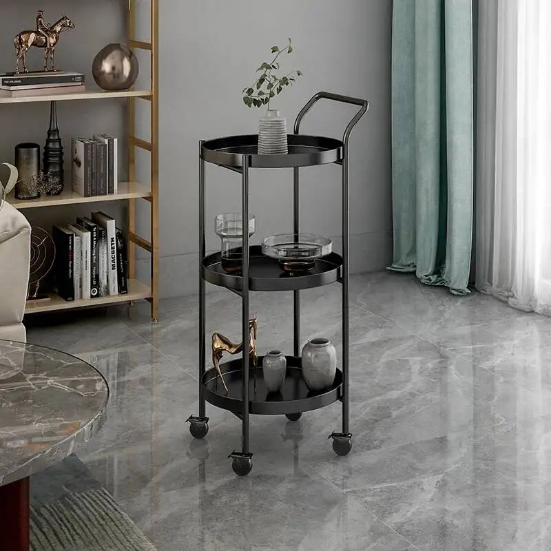 Handcart Office Hotel Portable Sweet Dessert Furniture Houskeeping Business Handcart Transport Hotel Reinigungs Foldable Wagen