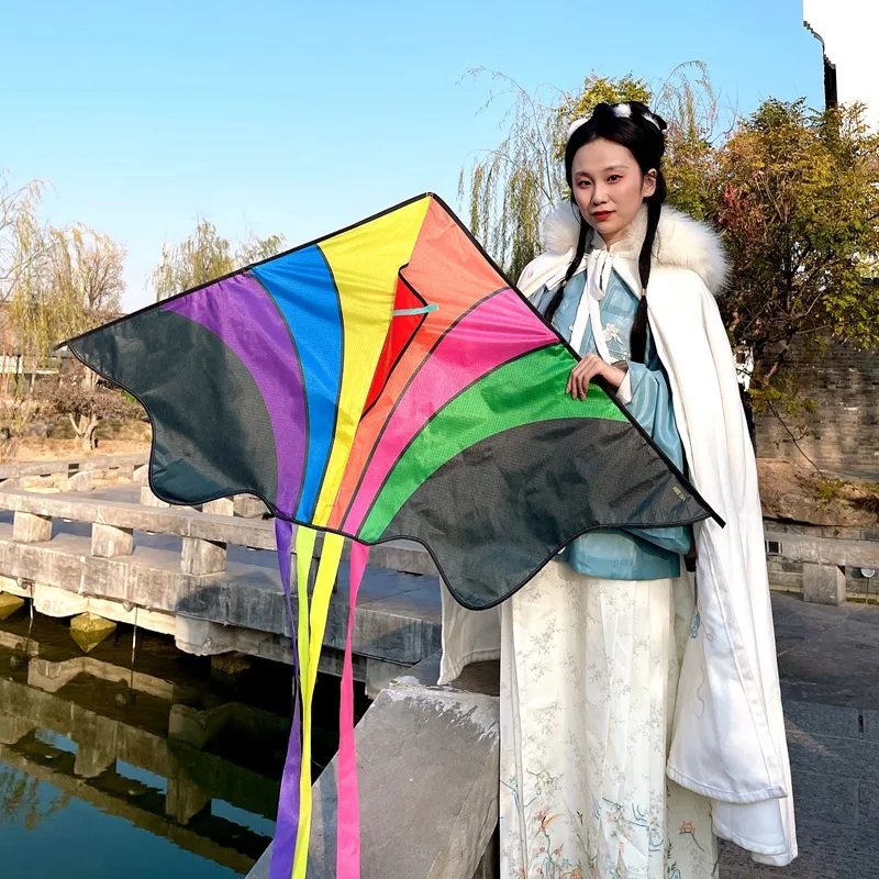 Zestaw Latawce Trawnikowa Latawiec Wiatr do Latać Dzieci Dorosły Duże Latawce Tylne Sznurek Krata Zabawa na Świeżym Powietrzu Sport Zabawki 1.45m