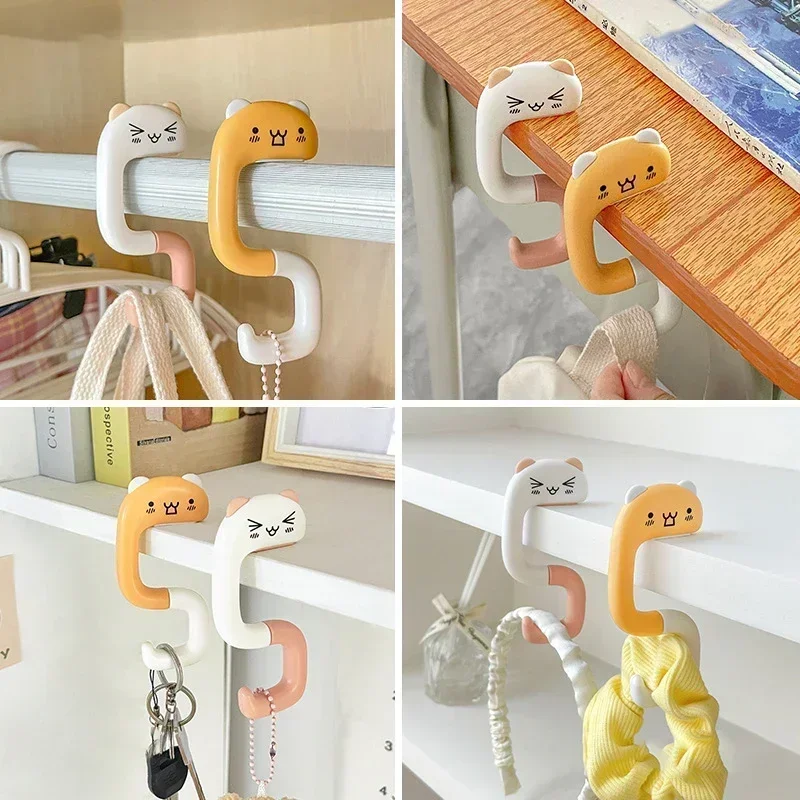 Portable Folding Bag Hook Kawaii Foldable Hanger Purse Travel Handbag Holders Table Hook Office Desk Organizer Desk Side Hooks