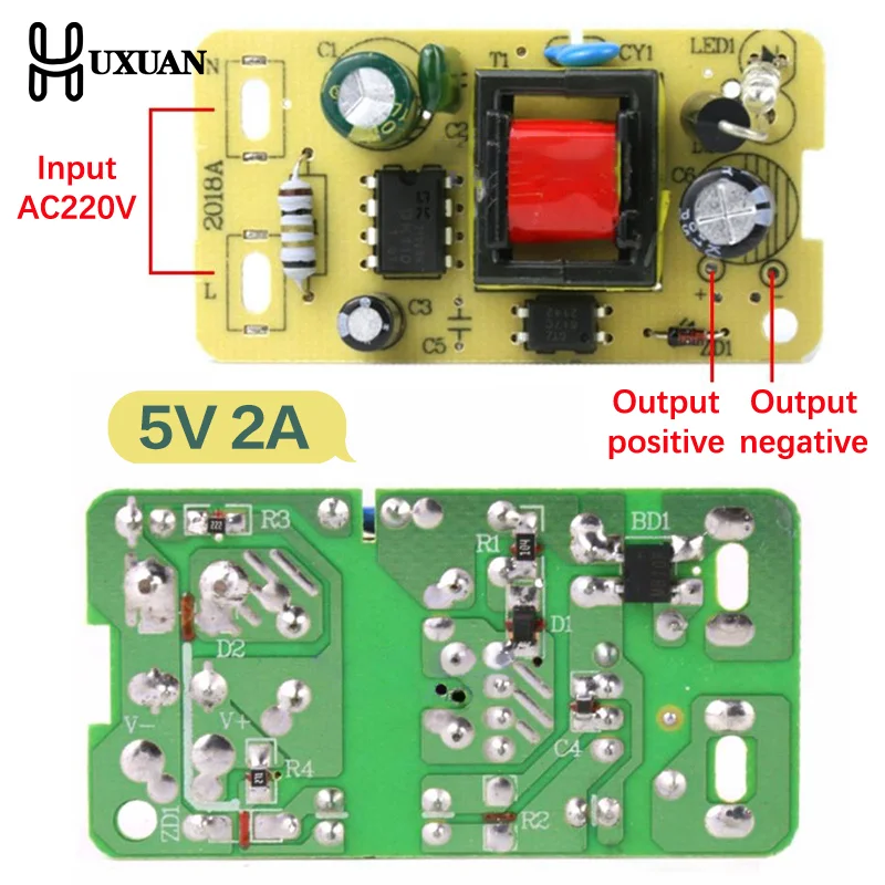 1pc 5v 2a adaptador ac 220v para dc 5v módulo de fonte de alimentação de comutação step-down placa de fonte de alimentação