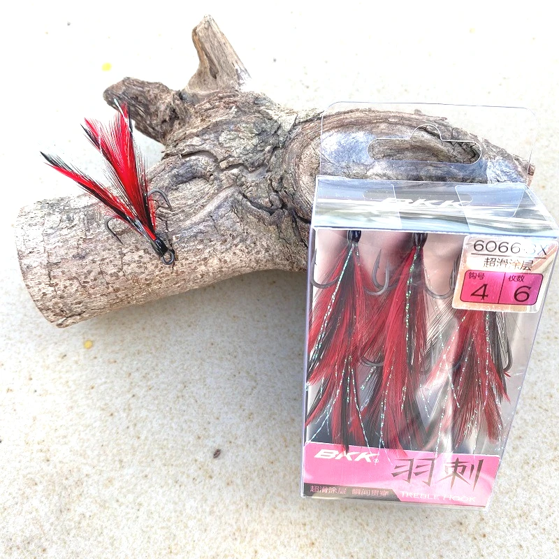 Тройные рыболовные крючки Super Slide с перьями 6066-3X-NP