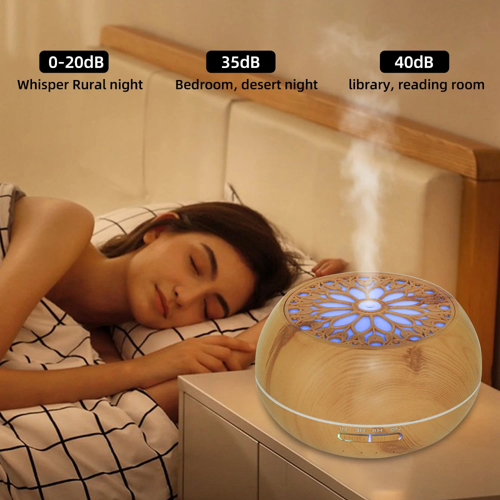 550ml Essential Oil Diffuser with 6 Oils, Soundwave Technology, Remote Control & Auto Shut-Off for Home, Office & Bedroom