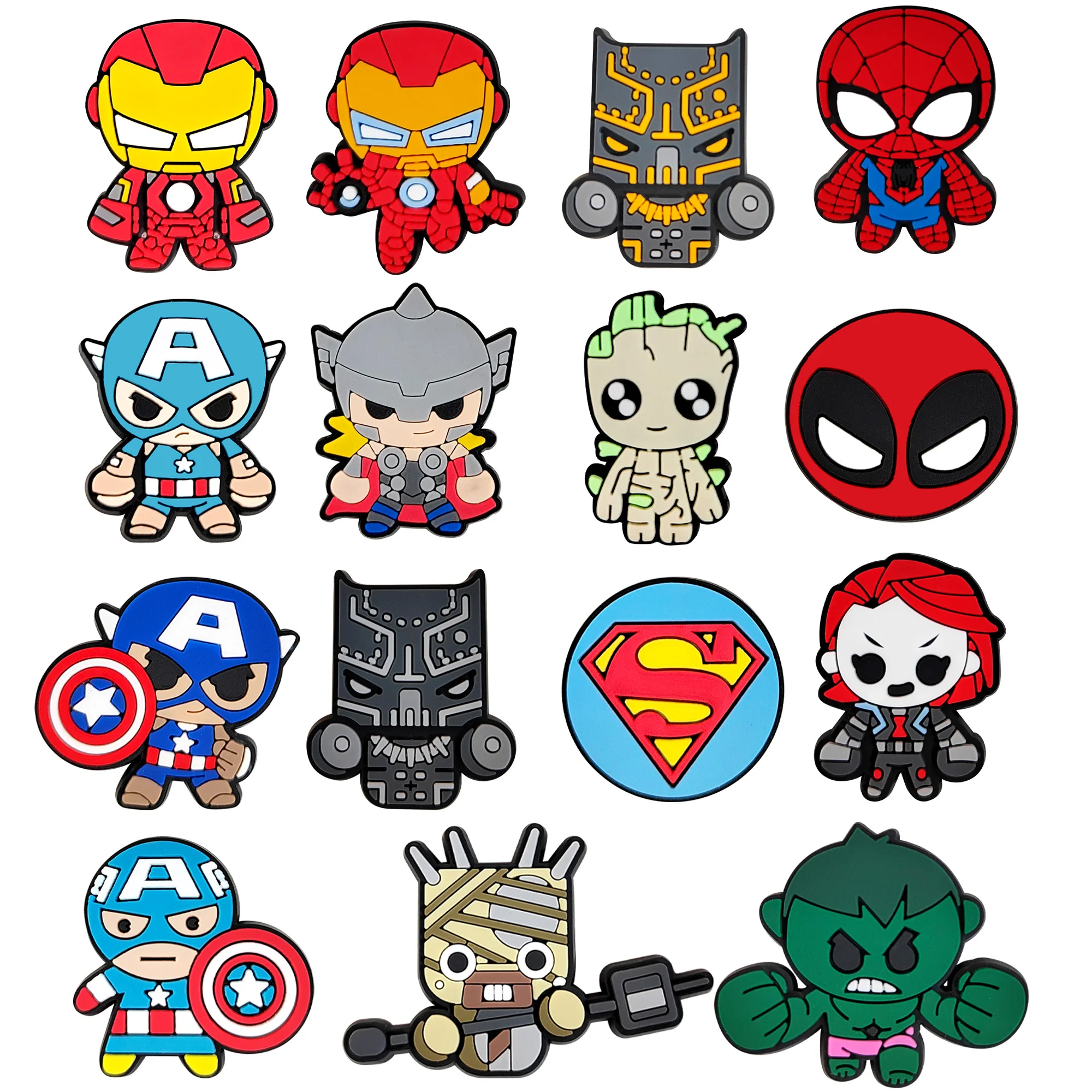 

MINISO 5-50PCS Cartoon Marvel series Shoes Charm Diversity Emit randomly PVC Decorations Detachable Waterproof For Party Gifts