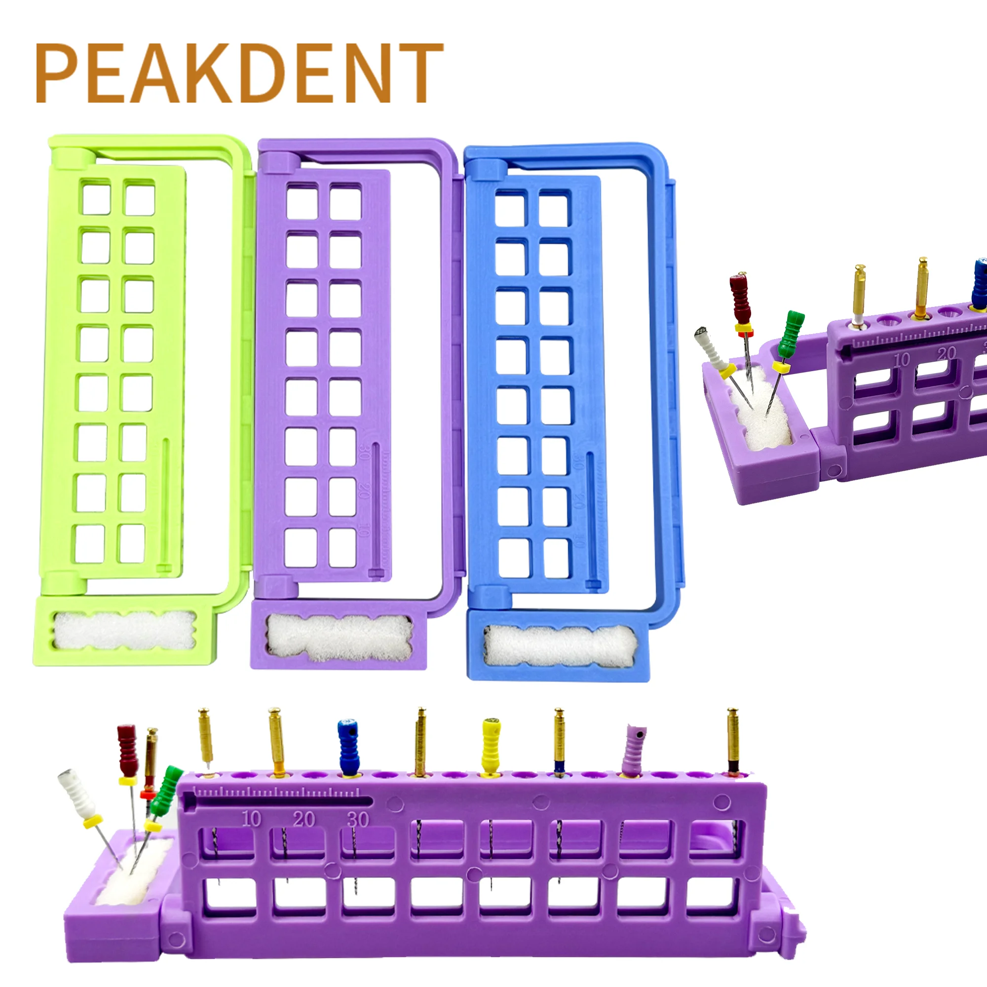 

1pcs Dental Endo Files Holder 16 Holes with Sponge 3 Colors Endo Stand Tray Dental Dispenser Sterilization Box Accessories