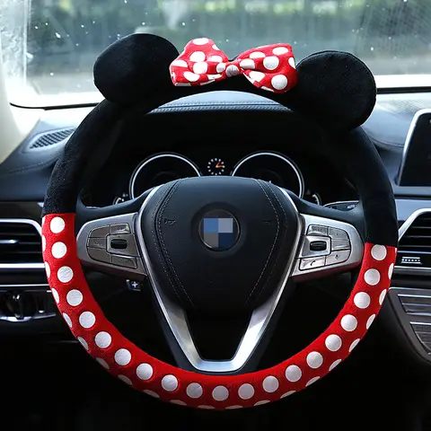 Coprivolante per auto Disney carino Topolino e Minnie Cartoon creativo simpatico manico per auto guanti coprivolante invernale in peluche