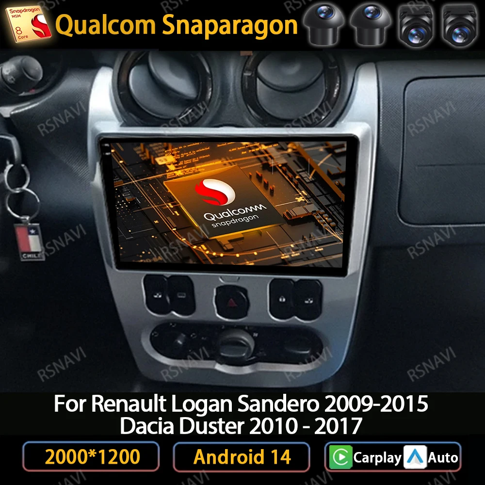 

Автомагнитола Android 14 для Renault Logan 1 Sandero 2009 - 2015 для Dacia Duster 2010 - 2017 мультимедийный видеоплеер Navi GPS WIFI