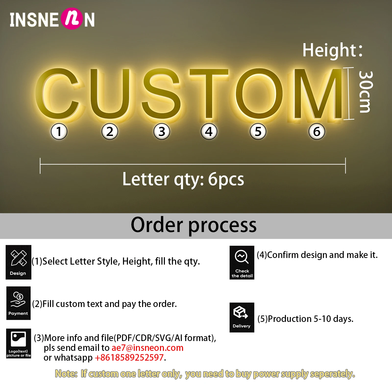 Custom Personalized LED Light Up Sign 3D Metal Letters For Outdoor Business Storefront Waterproof Illuminated Backlit Signage