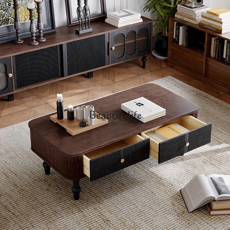 

ld 30 French romantic retro style pure solid wood coffee table living room antique tea table furniture