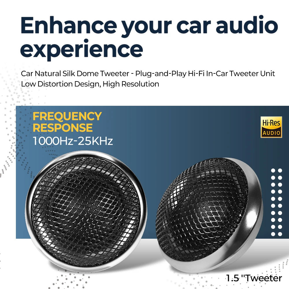 

1.5inches Car High Fidelity Stereo Speaker Tweeter - Car Modified Car Audio Silk Dome Tweeters