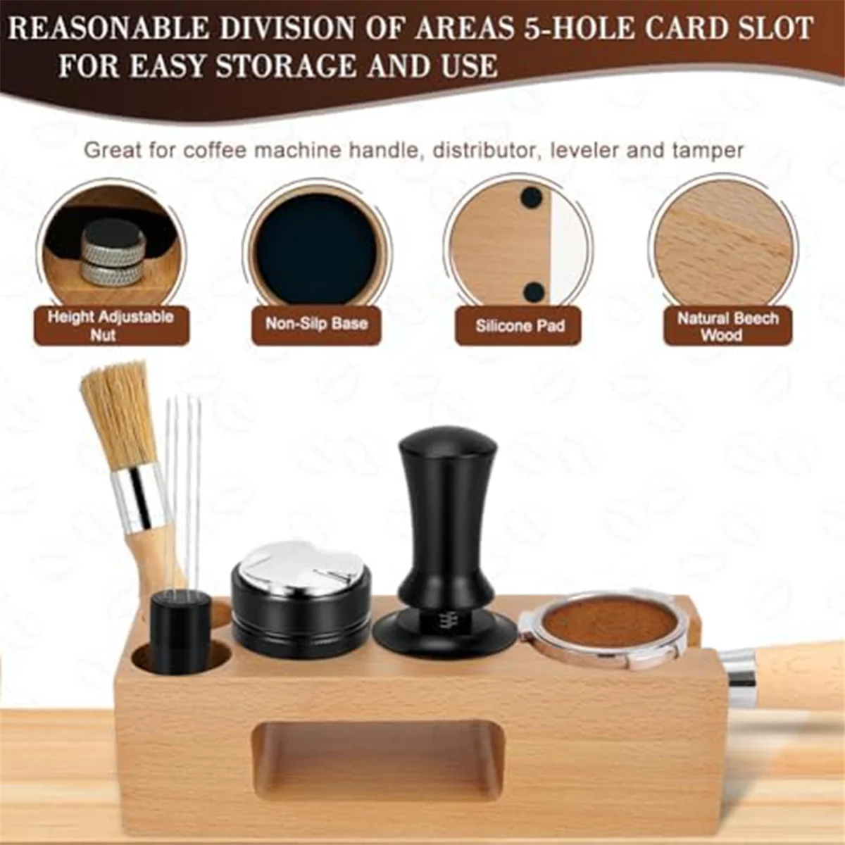 Conjunto de acessórios para café expresso ABKR com 5 pacotes, com distribuidor de café expresso, ferramentas para café expresso, 53 mm