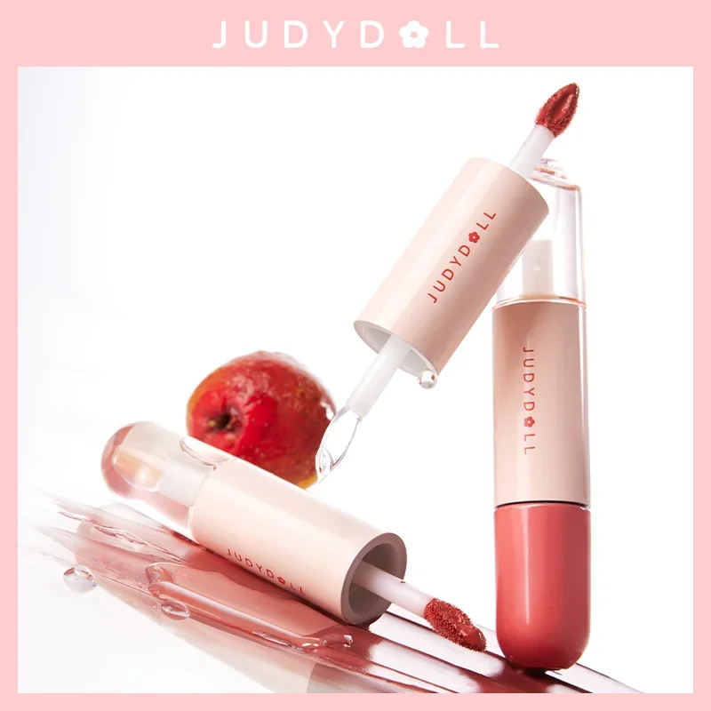 

JUDYDOLL Double-head Lip Glaze Long-lasting Non-stick Cup Liquid Lipstick Mirror Water Light Lip Gloss Korean Girls Lip Makeup