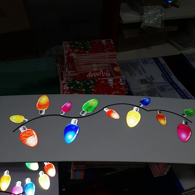 Dekorasi jendela kotak surat ulang tahun Natal, Magnet mobil reflektif 12 warna bohlam bercahaya lampu garasi kulkas untuk kotak surat ulang tahun Natal