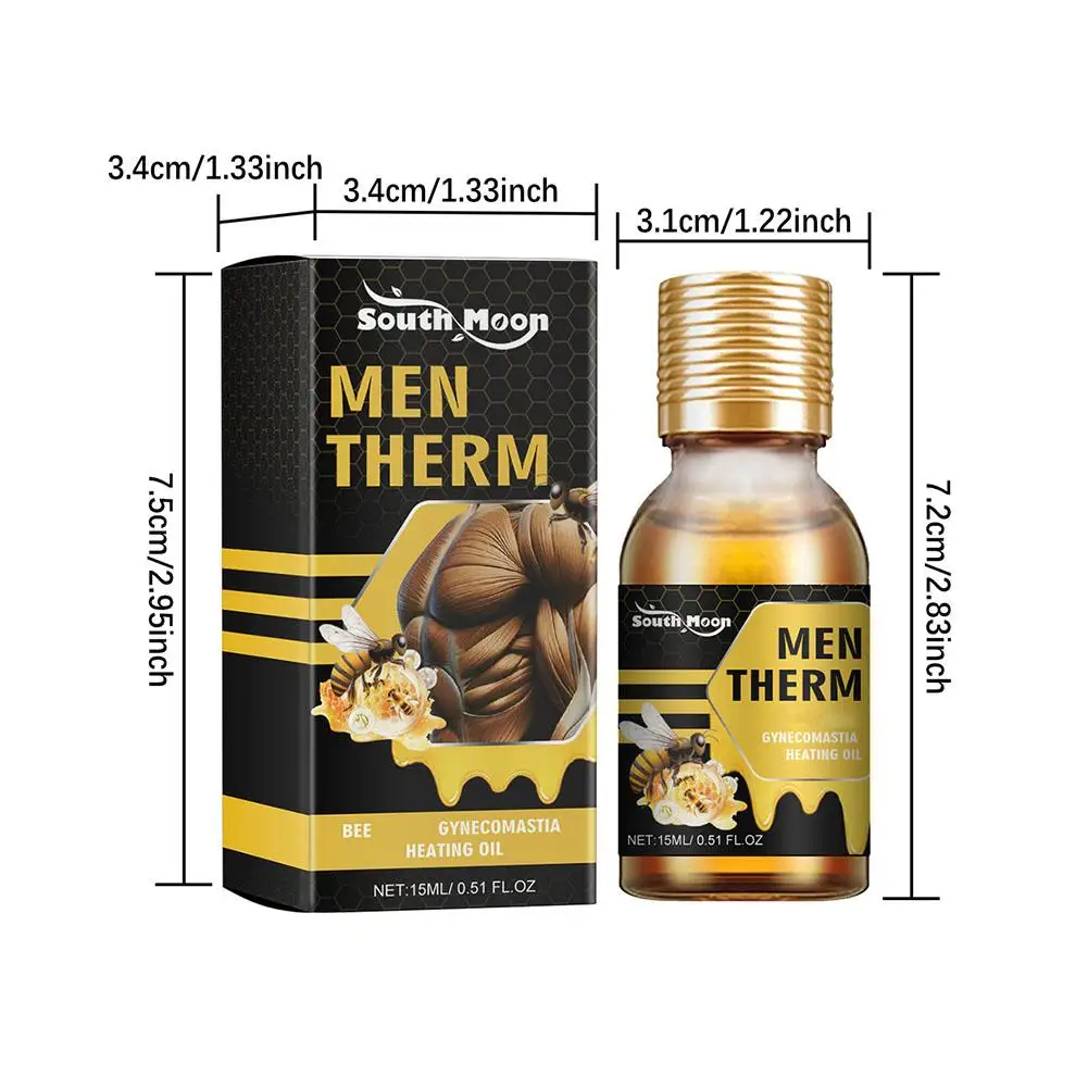 15ml Men Bee Gynecomastia Heating Oil Breast Shaping Breast Firm Massage Serum Breast Tighten Oil Skin Care