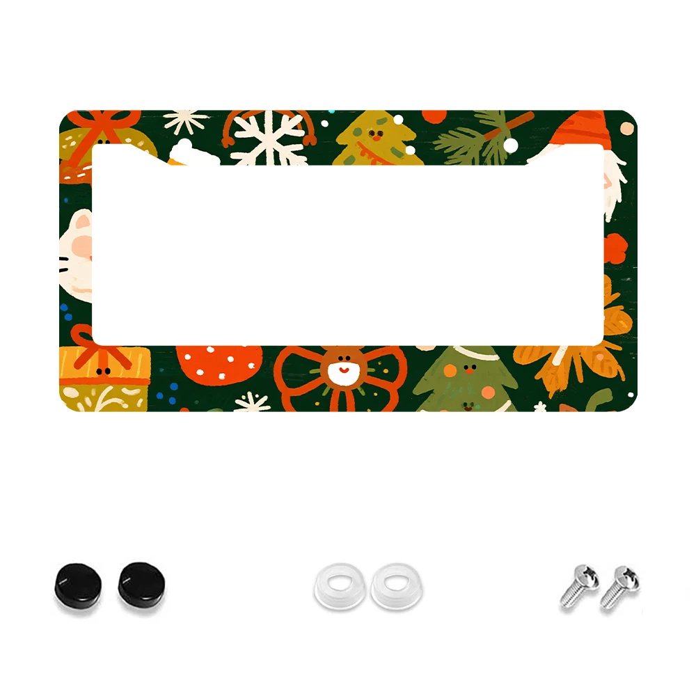 

1 шт., зеленый красочный рождественский узор, рамка номерного знака с 2 отверстиями, алюминиевый материал, 6x12 дюймов с набором винтов, забавные украшения для автомобиля