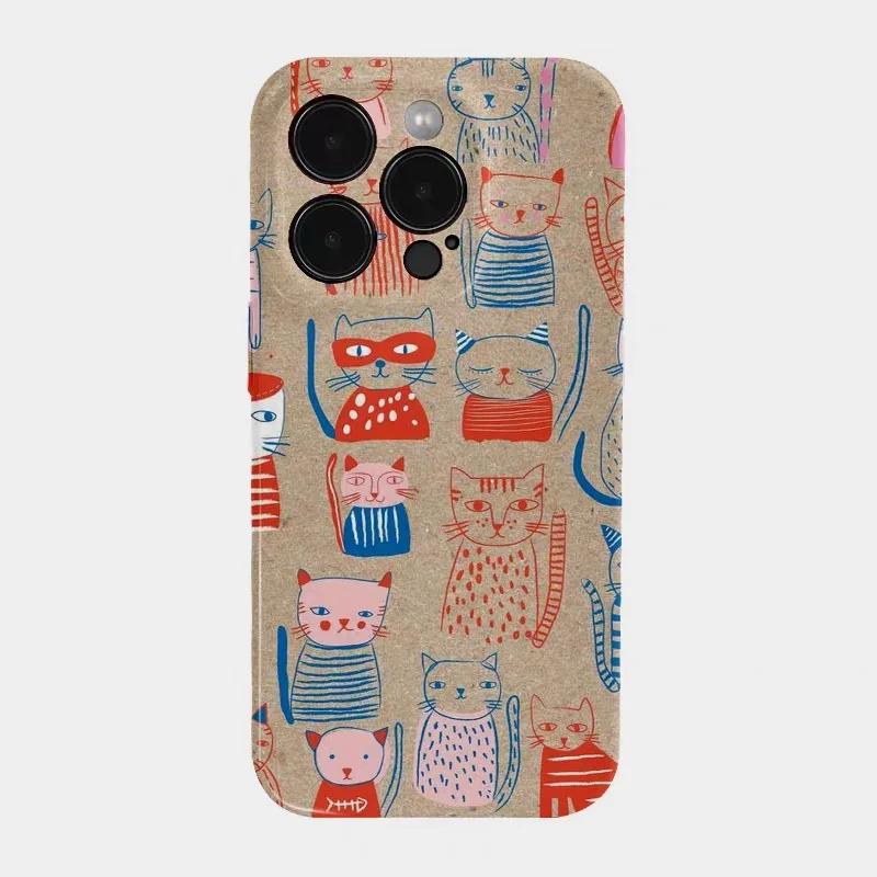 

Brown Background with Red Lines, Cat Phone Case for IPHONE 17 Air 16E 15 PROMAX 14 Plus 13 12 MINI 11 XR SE Acrylic Phone Cover