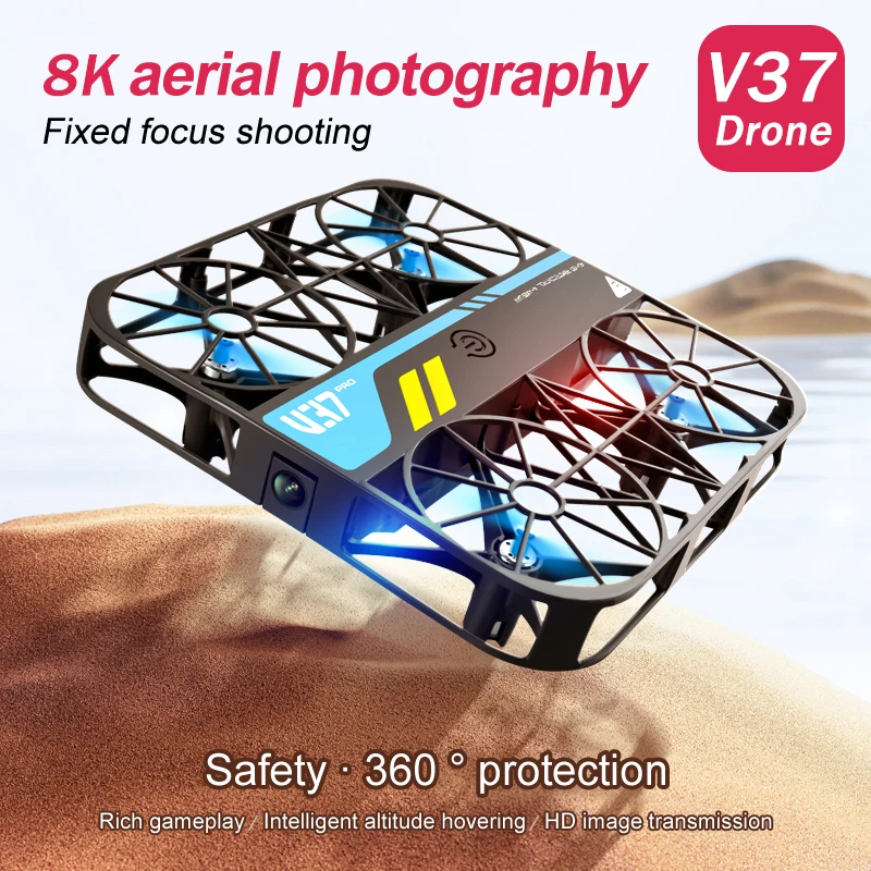 Mini Grid Drone V37 8k Camera Aerial Photography Wifi Intelligent Hover Low Voltage Reminder Portable Quadcopter Dron Toys Gift