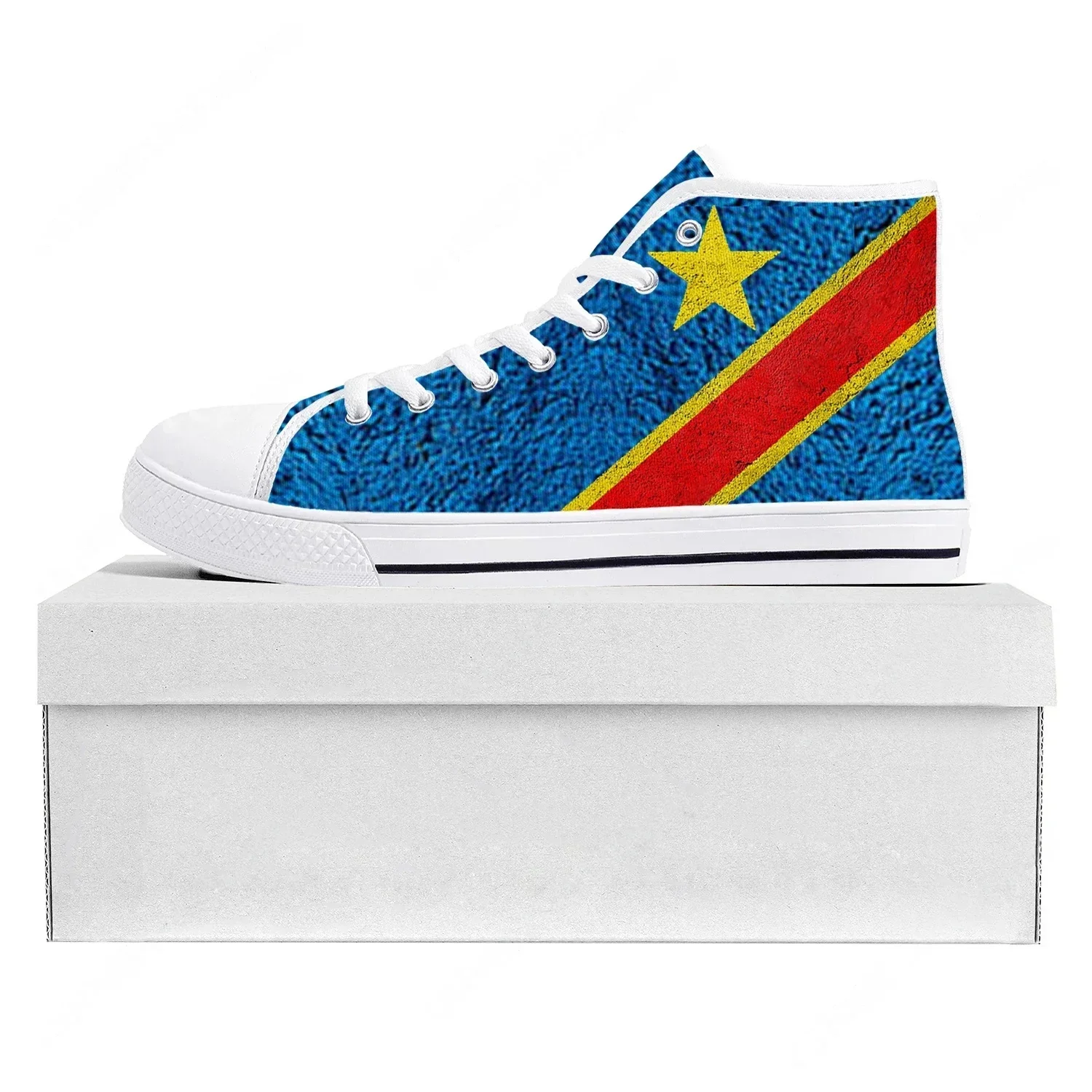 

Democratic Republic of the Congo Flag High Top High Quality Sneakers Mens Womens Teenager Canvas Sneaker Couple Shoe Custom Shoe
