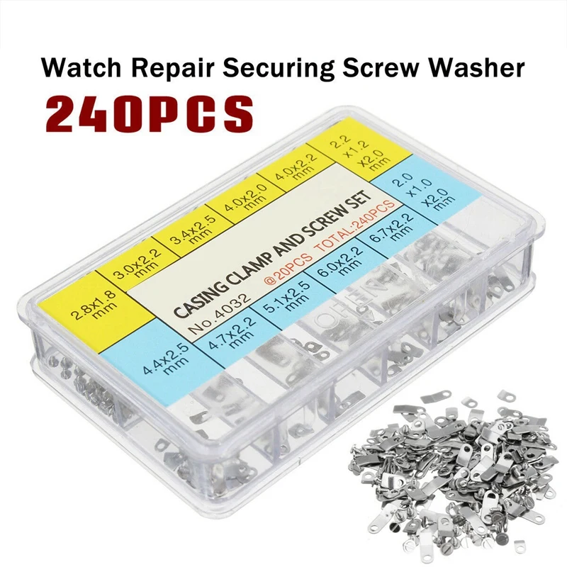 AA86 240Pcs Watch Casing Clamp Adapter Movement Repair Adapter Securing Screw Washer For ETA 2824 2836 2846