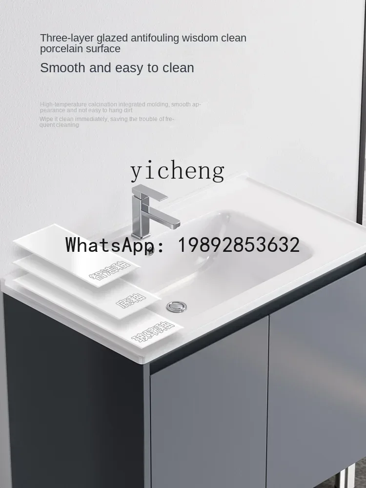b2 Stainless Steel Ceramic Wash Wardrobe Balcony Bathroom Cabinet with Washboard Sink Pool