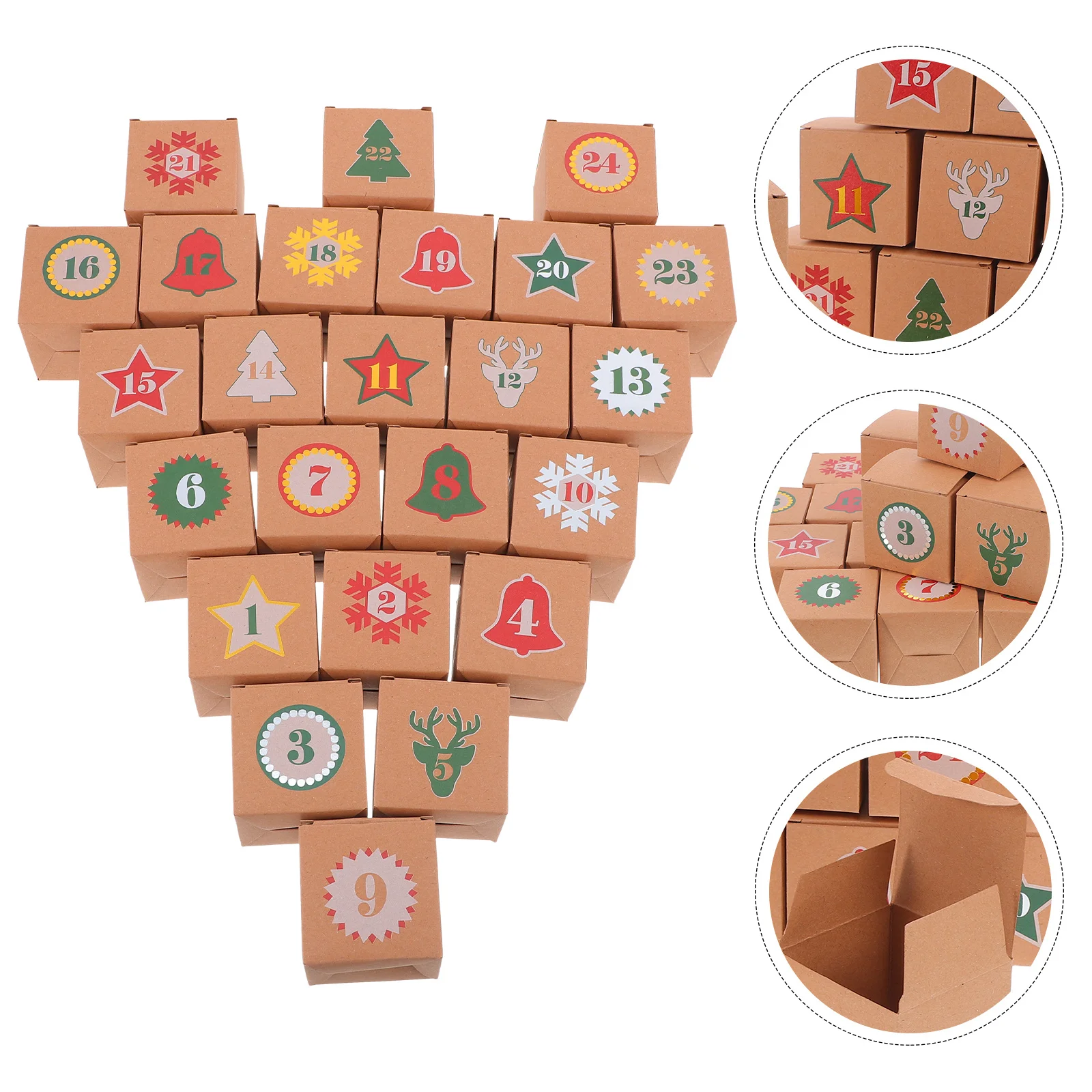 

1Set Christmas Countdown Calendar Box 24 Drawers Refillable Xmas Holiday Treat Storage Vintage Style Candy Organizer for