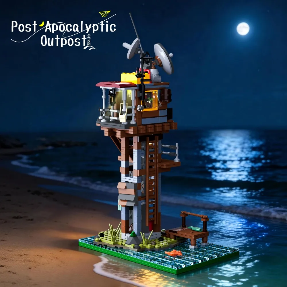 

739PCS Post Apocalyptic Outpost on Swamp Island - Diorama Survival Shelter Model, Creative Collectible Gift for Teens & Adults