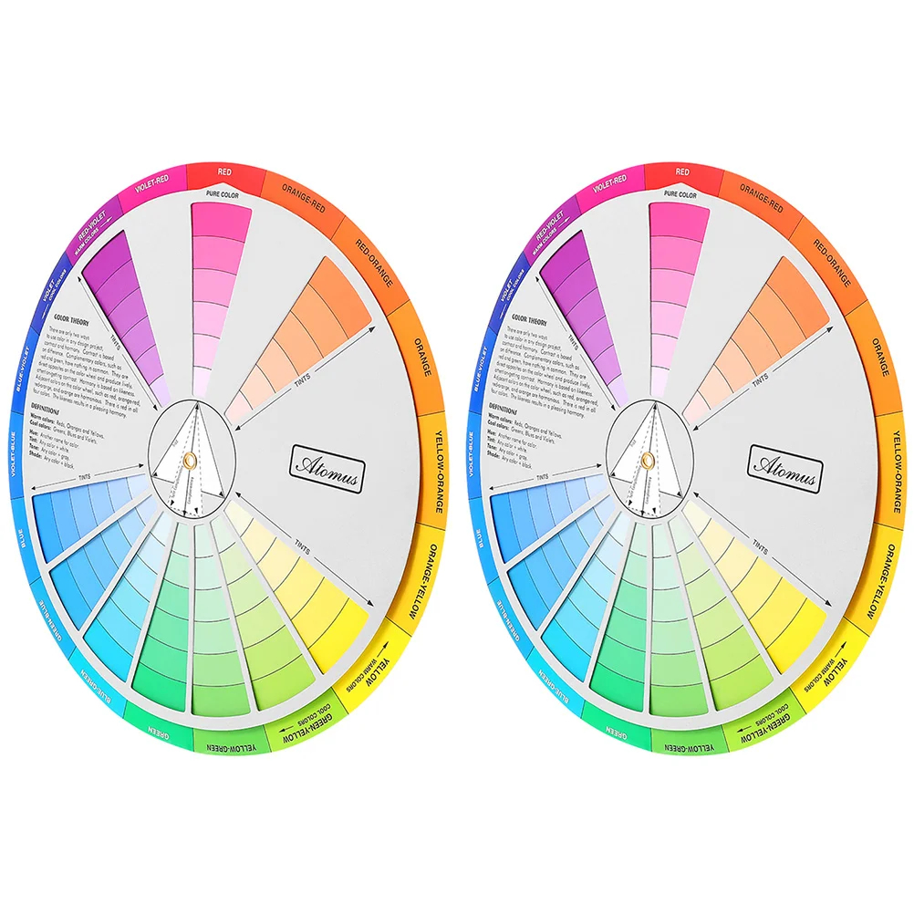 2 Pcs Color Card Gradient Wheel for Painting Standard Learning Paper Wheels Mixing Guide