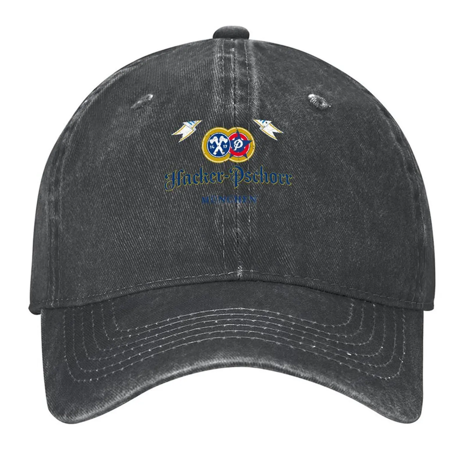 

Hacker Pschorr - World Beer - Distressed Baseball Cap Rave Hat Man Luxury Luxury Cap Golf Cap Hats For Women Men's