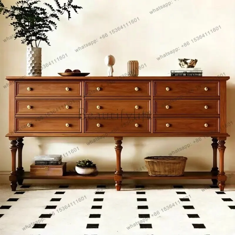 Factory Direct Retro Solid Wood Side Cabinet Creative Corridor Large Capacity Locker