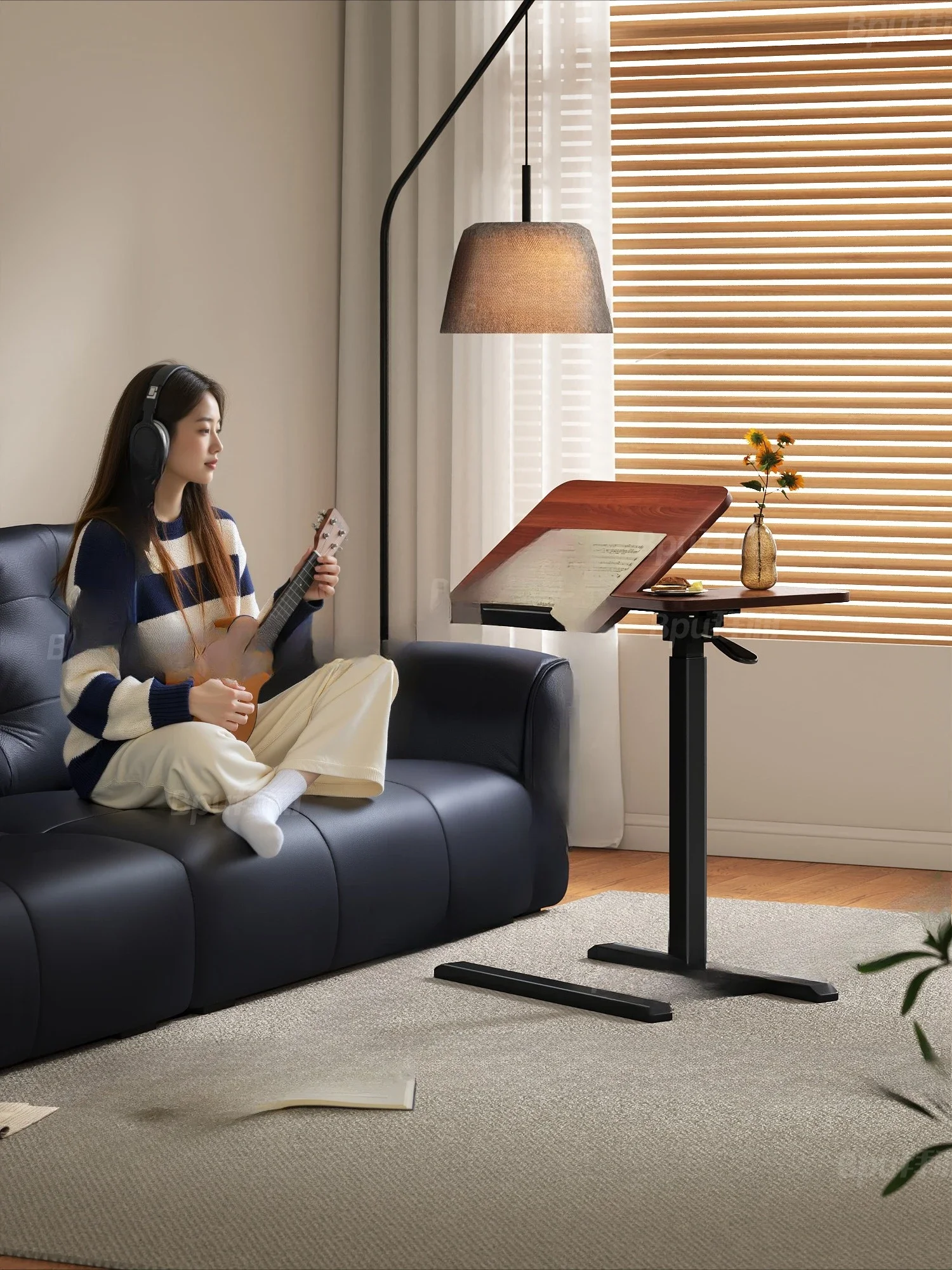Bedside table liftable mobile foldable computer desk home living room pneumatic lifting