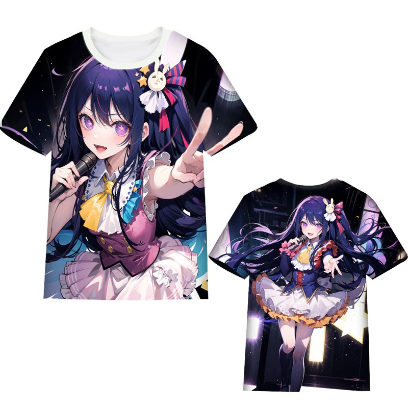 Oshi No Ko Anime T-shirt Ai Hoshino3D Printed Full Print T-shirt Double sided Printed Idol Stage Pattern Neutral Casual Top