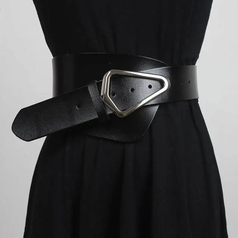 Genuine Leather Wide Irregular Multicolor Belt Personality Women New Fashion All-match Spring Autumn 2026 DQ8C0