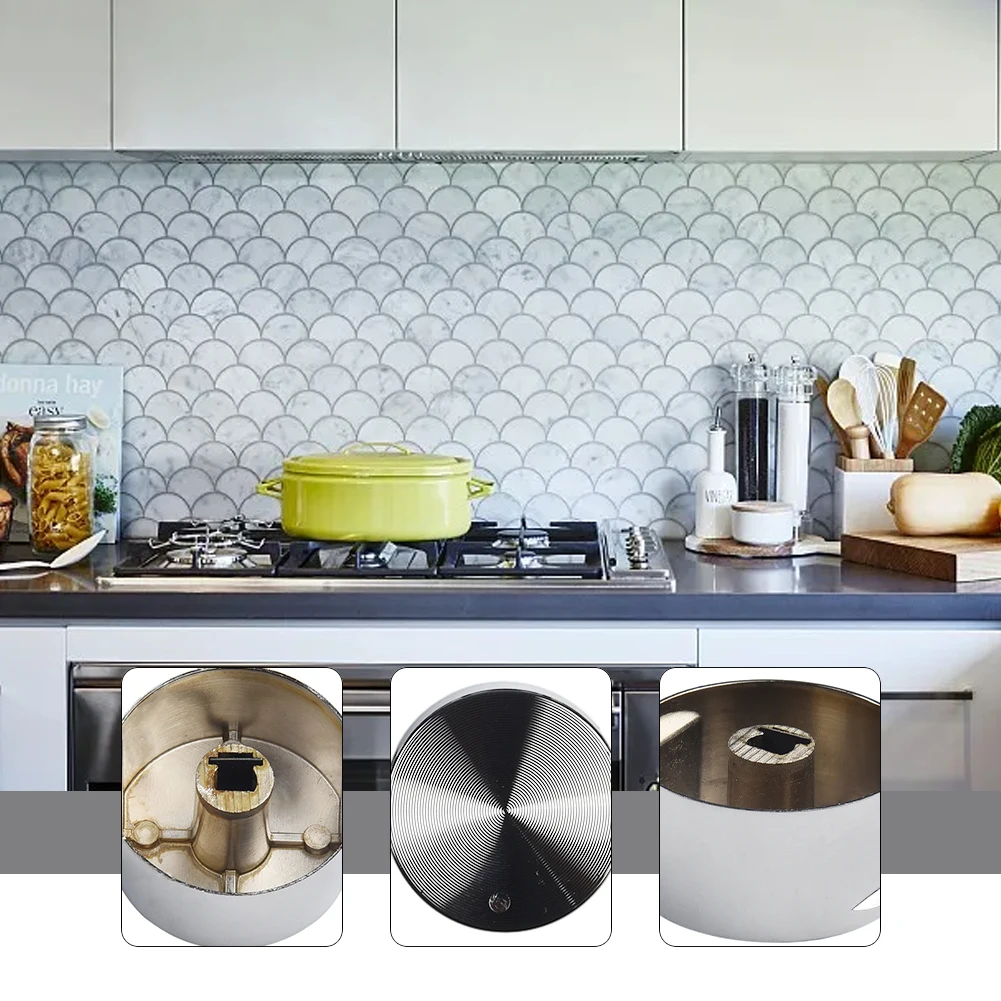 Cooktop Handle Rotary Switch Modern Silver Simple 38*19mm 6 Pieces Diameter 6mm Easy Installation High Quality