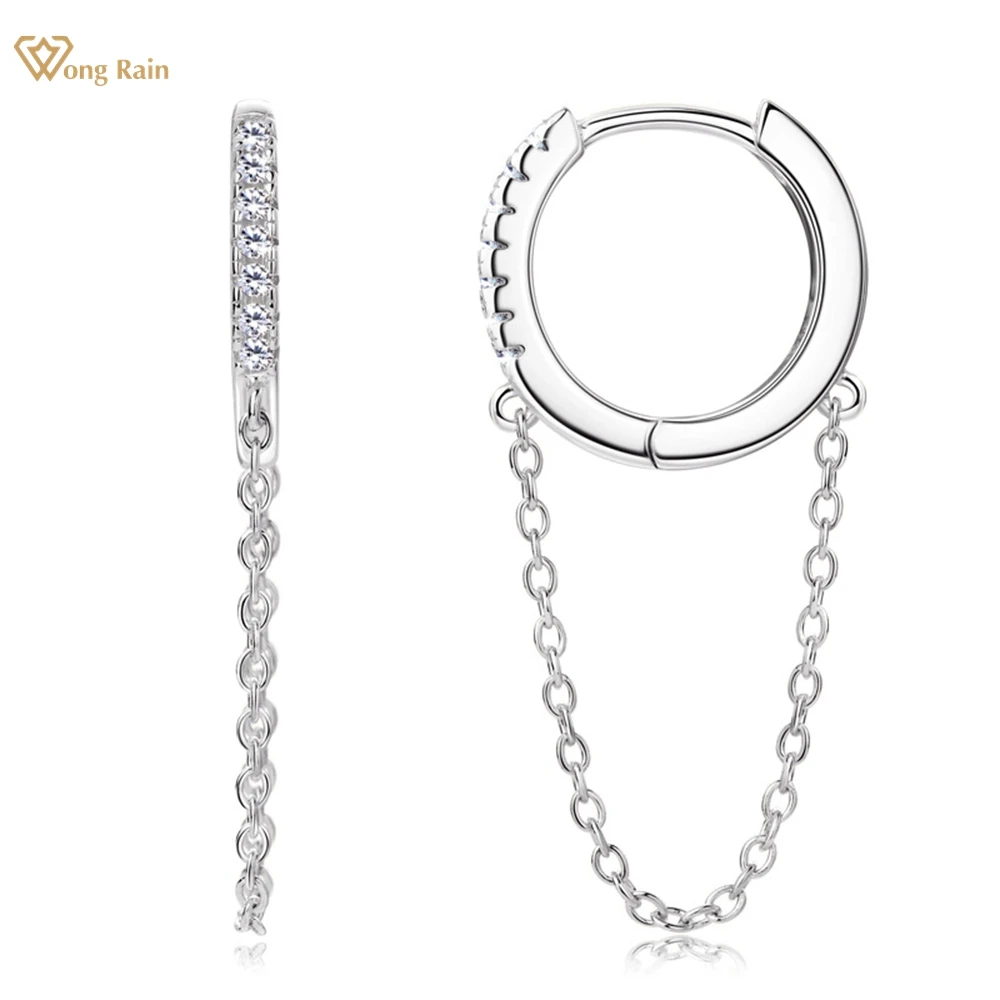 

Wong Rain 18K Gold Plated 925 Sterling Silver VVS1 3EX Real Moissanite Diamonds Personality Hoop Earrings Dangle Fine Jewelry