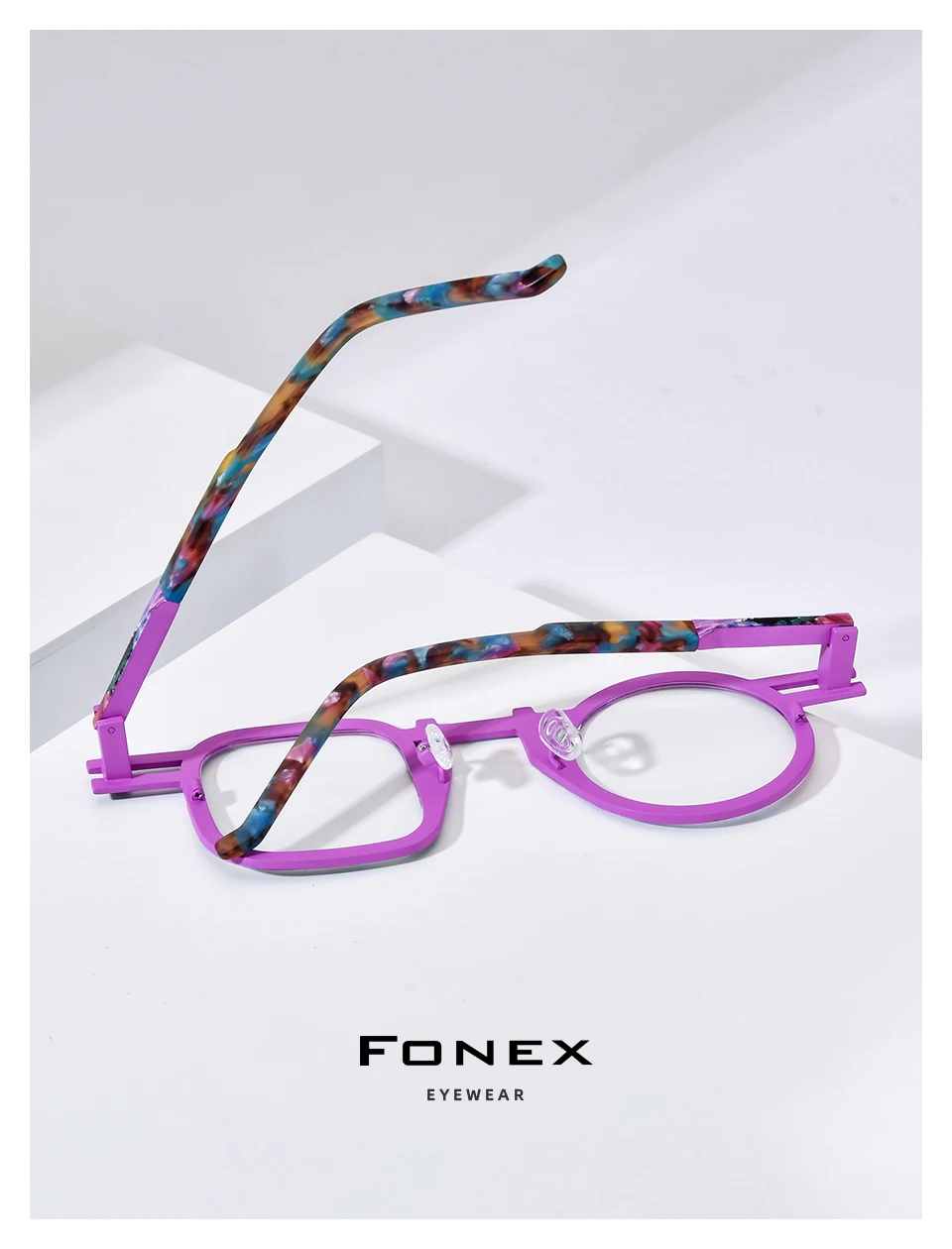 FONEX Reines Titan Brille Rahmen Männer 2025, Neue Mode Marke Design Quadrat Runde Brillen Frauen Retro Japanische Brillen 85924 – Detail 2