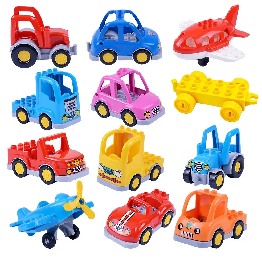 

Big Size Traffic Series Building Block Large Particles Car Bus Truck Plane Helicopter Accessories Compatible Duploes Brick Toys