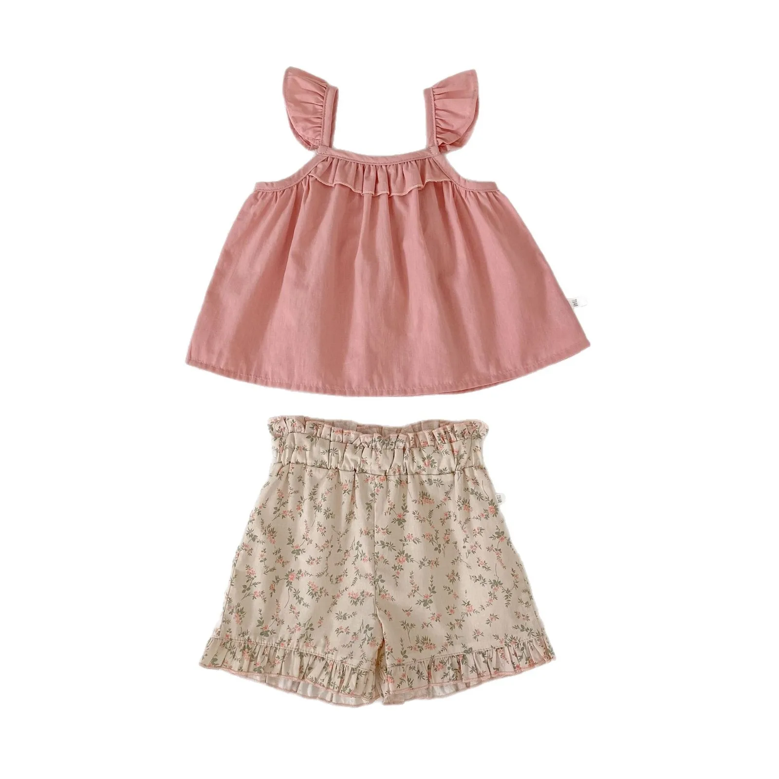 Image 7: Nouvel ensemble d'été 2026 pour bébé : Hauts sans manches mignons à bretelles pour filles + short fleuri, ensemble 2 pièces en coton pour tout-petits