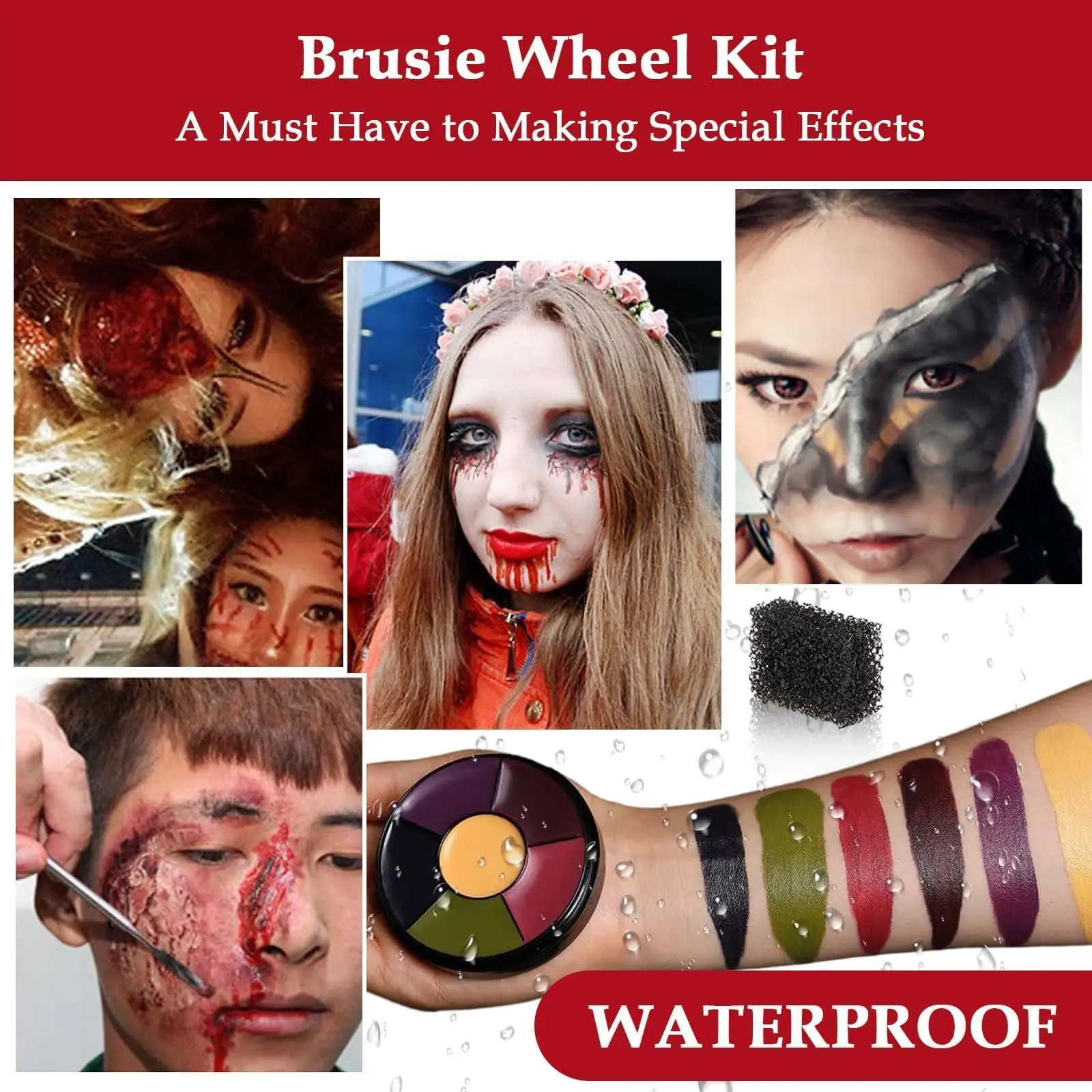 6 สีสีกันน้ํา Face Body Paint ที่ละลายน้ําได้แต่งหน้าฮาโลวีน Stage แต่งหน้า Body Paint สีแต่งหน้า