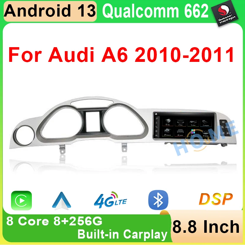 

Android 13 Qualcomm 662 GPS Navigation Multimedia For Audi A6 C6 2010 - 2011 Car Radio Screen DVD Player Google Carplay Auto 4G